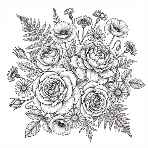 Floral Bouquet Coloring Page